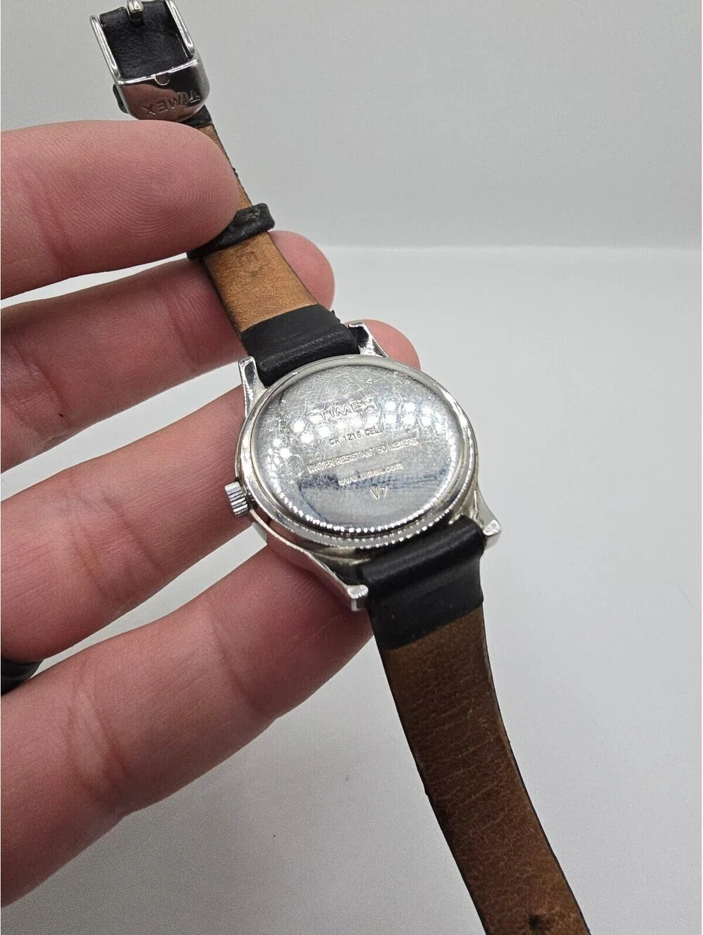 Timex Women’s Quartz Analog Watch Black Dial Date Silver Steel Black Leather
